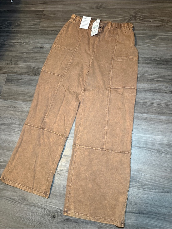 Very J Pants - Very J Women's Rust Brown Cargo Wide-Leg Pants